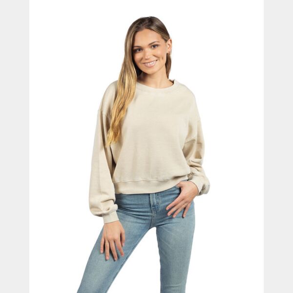 Ladies' Burnout Campus Crop Sweatshirt Thumbnail